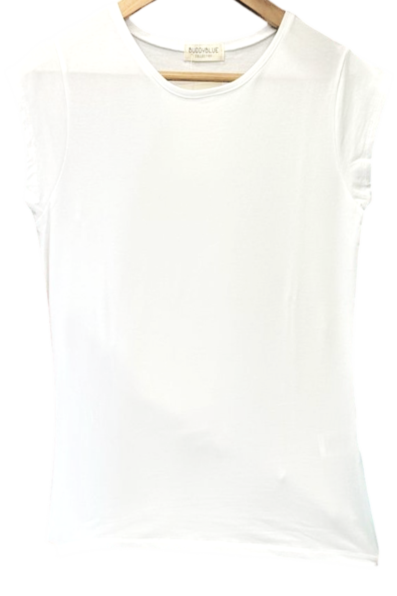 CAMISETA AJUSTADA BÁSICA ALGODÓN BLANCA / CUELLO REDONDO